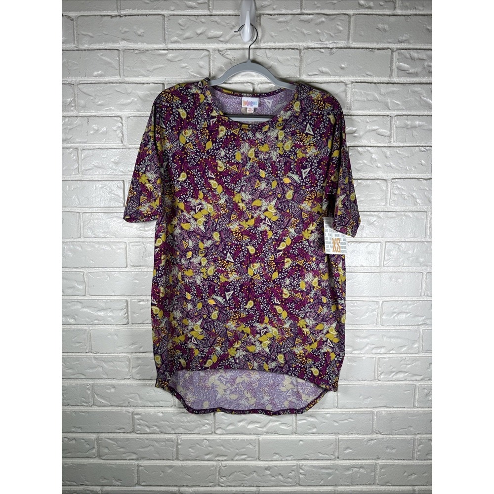 LuLaRoe NWT Irma Top XS Purple Oversized Geometric Boho Paisley High Low Tunic